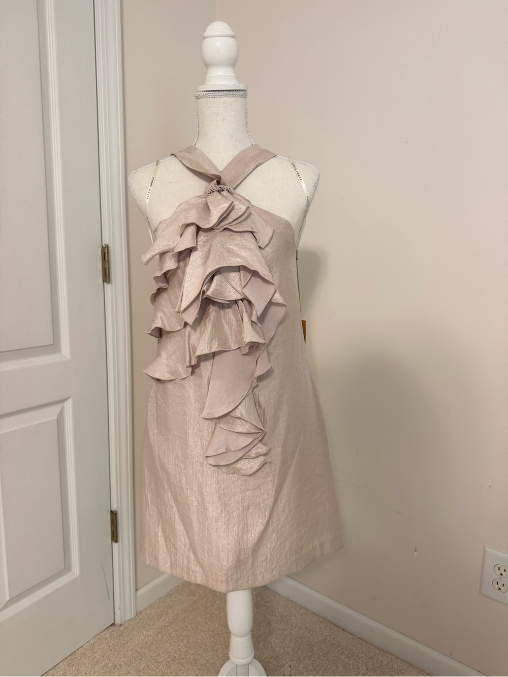 Alexia Admor Champagne Ruffle Halter Dress